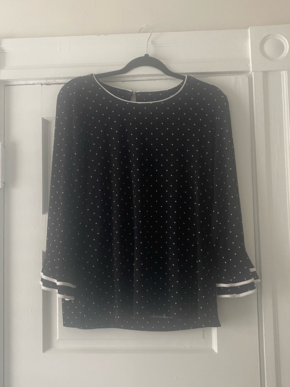 Karl Lagerfeld Black Top with White Polka Dots